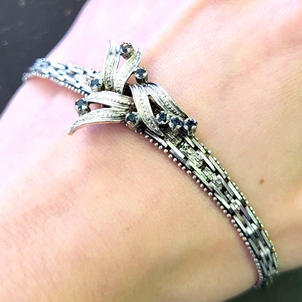 Elegant Silver and Blue Gemstone Bracelet
